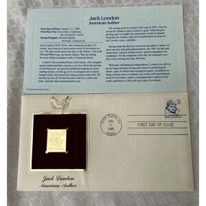 22K Gold 1986 Jack London American Author Gold Stamp Replica 1st Day Cover